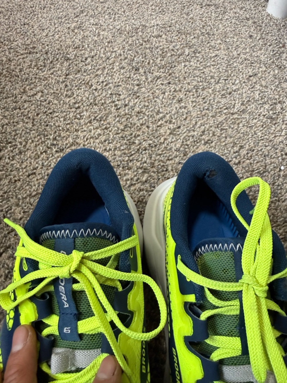 Brooks caldera 6 Neon Lime and Navy Performance Running Shoes - Picture 7 of 9